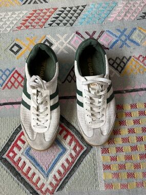 Gola White and Dark Green Knit Retro Sneakers